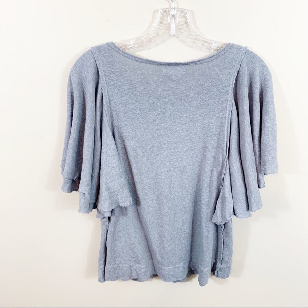 Anthropologie T.la Luna Gray Flutter Sleeve Top - Picture 5 of 5
